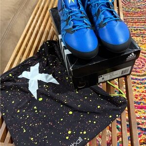 Adidas X 15.1 FG/AG Men’s Blue Athletic Shoes with Black Drawstring Gym Bag